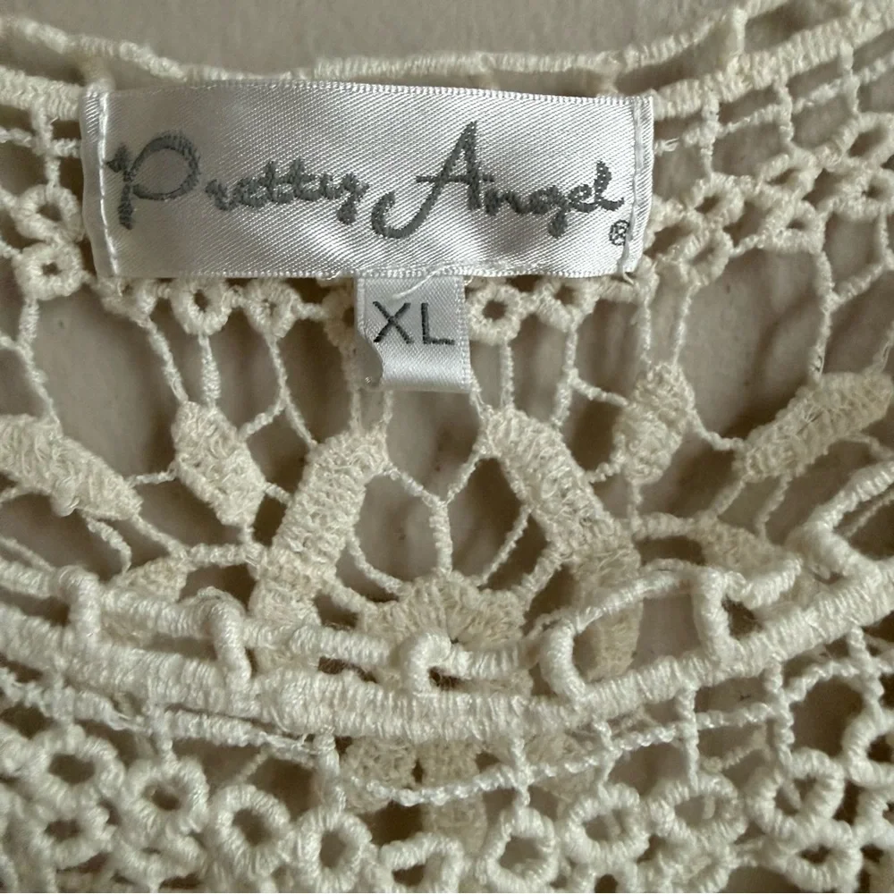 Pretty Angel Boho Lace Tunic Top XL Ivory Crochet & Lace Romantic Festival - Picture 3 of 13
